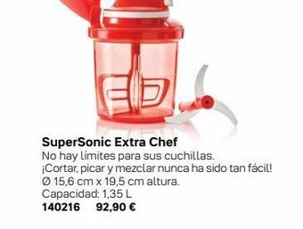 Tupperware Supersonic extra chef no hay límites para sus cuchillas. ¡cortar, picar y mezclar nunca ha sido tan fácil! ø 15,6 cm x 19,5 oferta