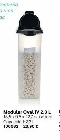 Tupperware Modular oval iv 2.3 l 18,5 x 9,5 x 22,7 cm altura. capacidad: 2,3 l 100062 23,90 € oferta