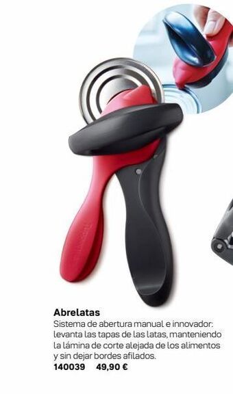 Tupperware Abrelatas sistema de abertura manual e innovador: levanta las tapas de las latas, manteniendo la lámina de corte alejada de oferta