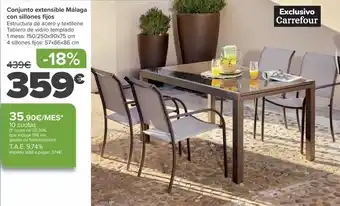 Carrefour Conjunto extensible málaga con sillones fijos oferta