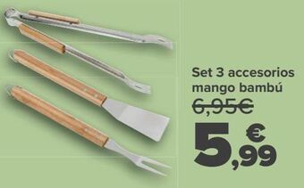 Carrefour Set 3 accesorios mango bambú oferta