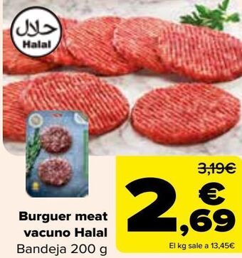 Carrefour Burguer meat vacuno halal oferta