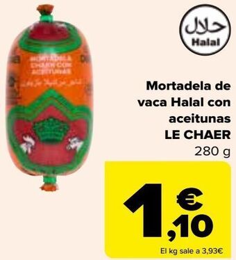 Carrefour Mortadela de vaca halal con aceitunas le chaer oferta