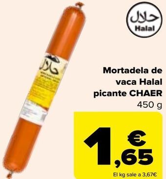 Carrefour Mortadela de vaca halal picante chaer oferta