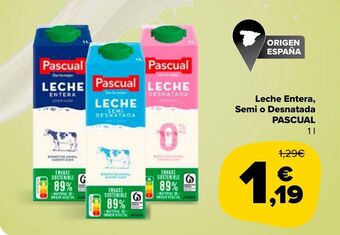Carrefour Market Leche entera, semi o desnatada pascual oferta