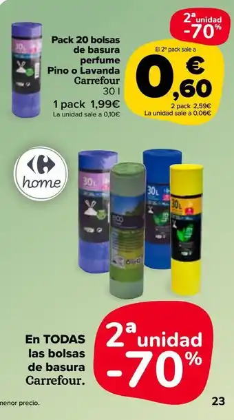 Carrefour Market Pack 20 bolsas de basura perfume pino o lavanda carrefour oferta
