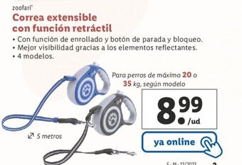 Zoofari Correa Extensible Con Función Retráctil