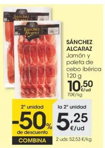 Eroski Sánchez Alcaraz Jamón y paleta de cebo ibérica 120g oferta