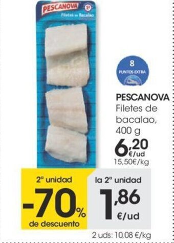 Eroski Pescanova Filetes de bacalao, 400g oferta