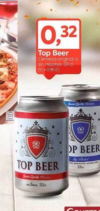 Suma Supermercados Top beer cerveza original o sin alcohol oferta