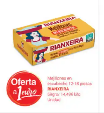 Supermercados Plaza Rianxeira Mejillones en escabeche 12-18 piezas 69grs oferta