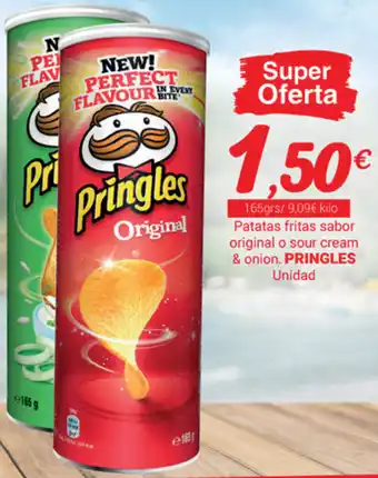 Pringles Patatas fritas sabor original o sour cream & Onion