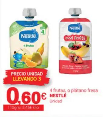 Supermercados Plaza Nestlè 4 frutas, o plátano fresa 110grs oferta