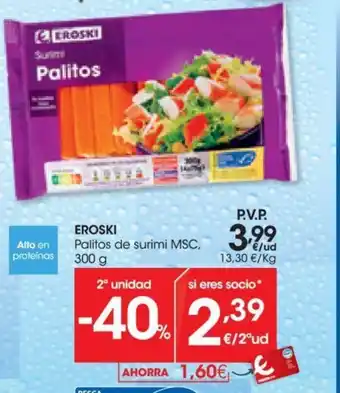 Eroski Palitos De Surimi MSC, 300g oferta