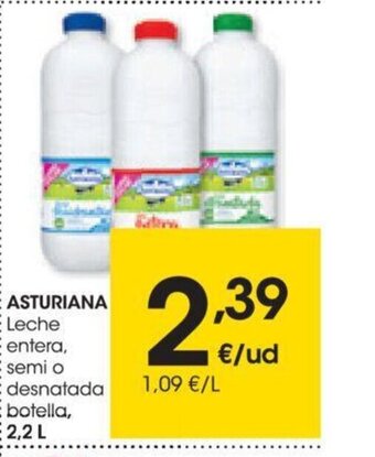 Eroski Leche Entera, Semi o Desnatada Botella, 2.2L oferta