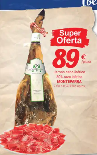 Supermercados Plaza Monteparra Jamón cebo ibèrico 50% raza ibè rica oferta