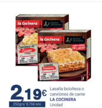 Supermercados Plaza La Cocinera Lasaña boloñesa o canelones de carne 250grs oferta