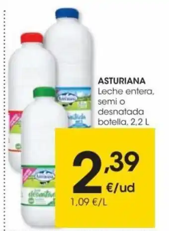 Aliprox Asturiana Leche Entera, Semi o Desnatada Botella, 2.2L oferta