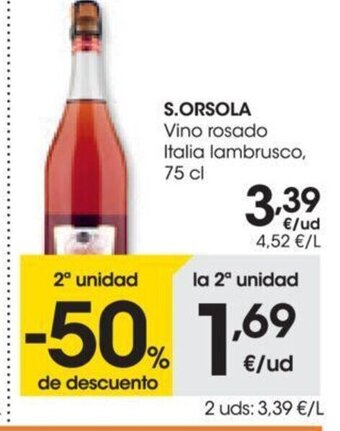 Eroski S.Orsola Vino Rosado Italia Lambrusco 75 cl oferta