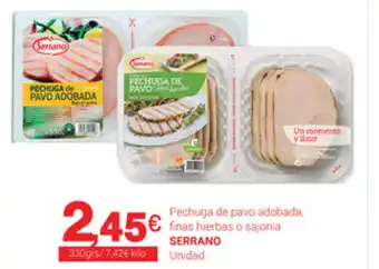 Supermercados Plaza Serrano Pechuga De Pavo adobada, finas hierbas sajonia 330grs oferta