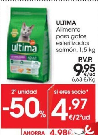 Eroski Ultima Alimento Para Gatos Esterilizados Salmón 1.5 kg oferta