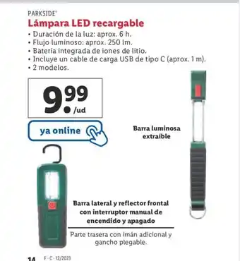 Lidl Lámpara LED Recargable oferta
