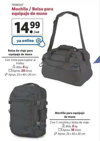 Lidl Mochila / Bolsa para Equipaje de Mano oferta