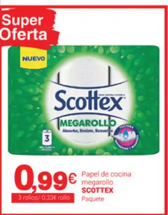 Supermercados Plaza Scottex Papel de cocina megarollo 3 rollos oferta