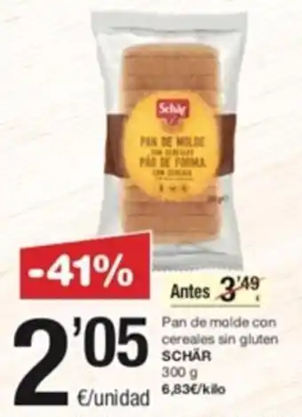 SPAR Pan de Molde Con Cereales sin Gluten Schär oferta
