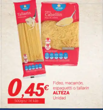 Alteza Fideo, macarrón, espaguetti o tallarin 500grs