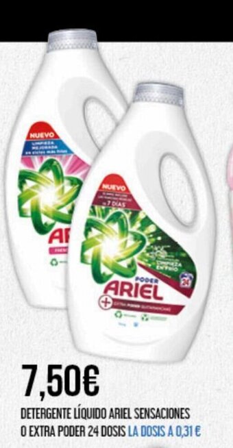 Claudio Detergente Líquido Ariel Sensaciones o Extra Poder 24 Dosis oferta