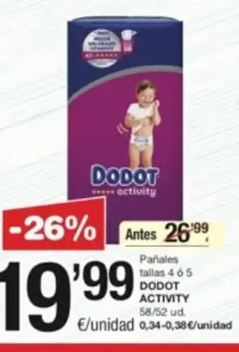SPAR Pañales Tallas 4 ó 5 Dodot Activity oferta