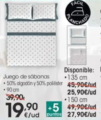 Eroski Juego de sábanas 50% algodón y 50% poliéster, 90cm oferta