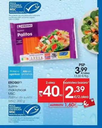 Eroski Eroski palitos de surimi oferta