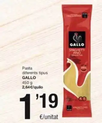 SPAR Fragadis Pasta diferents tipus gallo oferta