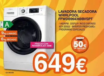Expert Lavadora secadora whirlpool ffwdb9643969bvspt oferta