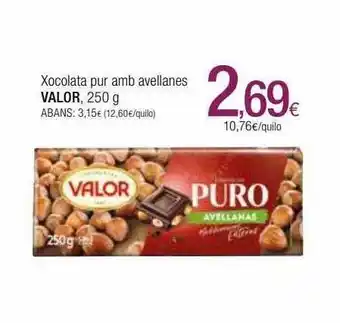 Xocolata pur amb avellanes valor