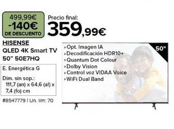 Costco Hisense qled 4k smart tv 50 oferta