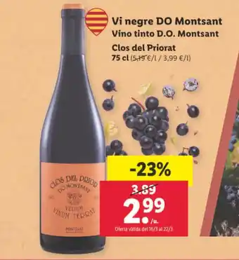 Lidl Vi negre DO montsant oferta