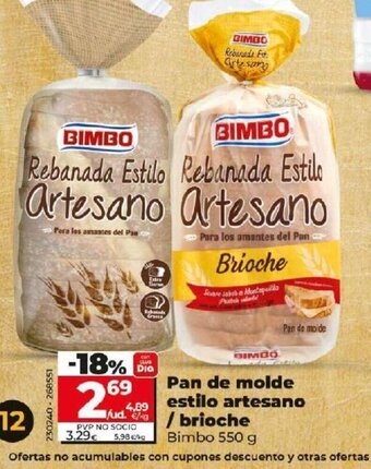 Dia Pan de molde estilo artesano brioche oferta