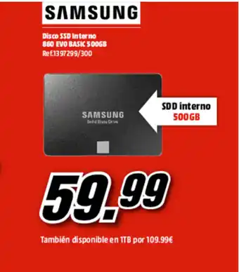 MediaMarkt Samsung Disco SSD Interno 860 Evo Basic 500GB oferta