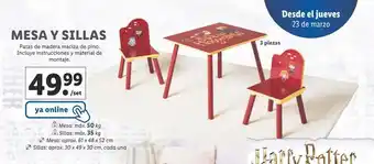 Lidl Mesas y sillas harry potter oferta