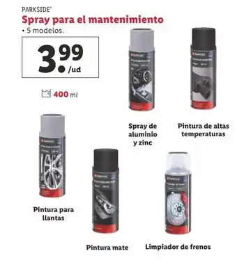 Lidl Spray para el mantenimiento parkside oferta