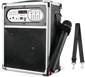 Amazon Gjcrafts altavoz karaoke bluetooth con micrófono inalámbrico, sistema de sonido portátil con correas y manos, altavoces bl... oferta