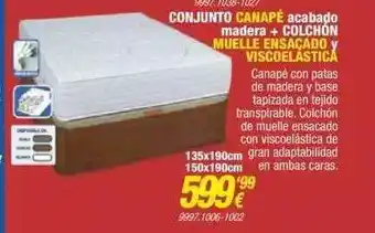 Rapimueble Conjunto Canapé Acabado Madera + Colchón Muelle Ensaçado Y Visconelastico oferta