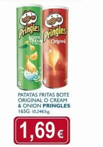 Pringles Patatas fritas bote original O Cream & onion 165g