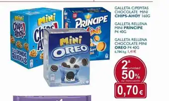 Chips-Ahoy Galleta C/Pepitas Chocolate Mini 160g, Príncipe P4 40g, Galleta Rellena Chocolate Mini P4 40g