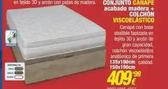 Rapimueble Conjunto Canape Acabado Madera + Colchon Viscoelastico oferta