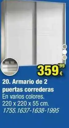 Rapimueble Armario De 2 Puertas Correderas 220x220x55cm oferta