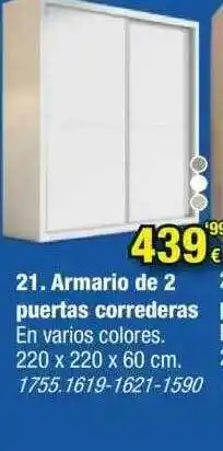 Rapimueble Armario De 2 Puertas Correderas 220x220x60cm oferta